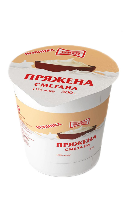 Сметана ЗЛАГОДА 10%, 300г, стакан пластиковий